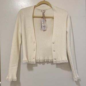 For Love and Lemons for Victoria’s Secret Cream White Cardigan with Lace